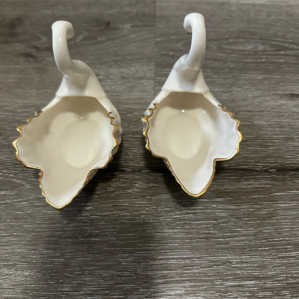 Lenox Cream and 24k Gold Porcelain Swan Trinket Bowls - Picture 2 of 8